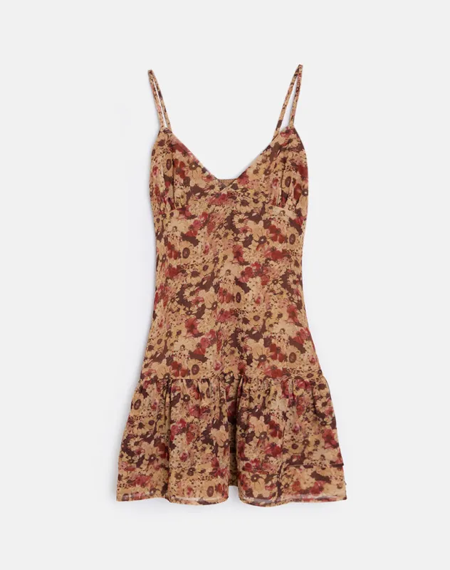 Marja Cami Mini Dress in Chiffon Rusty Flower sold by Motel Rocks