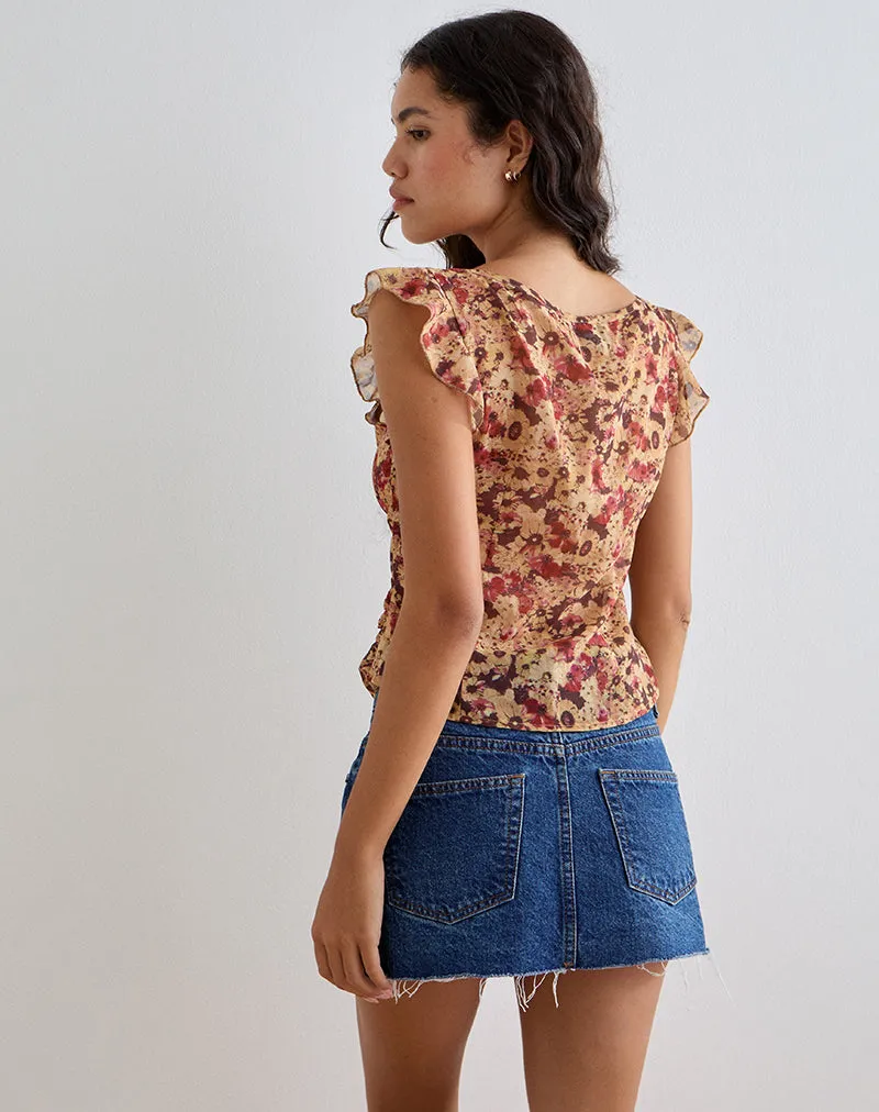 Heidi Wrap Top in Chiffon Rusty Flower sold by Motel Rocks product image thumbnail 5