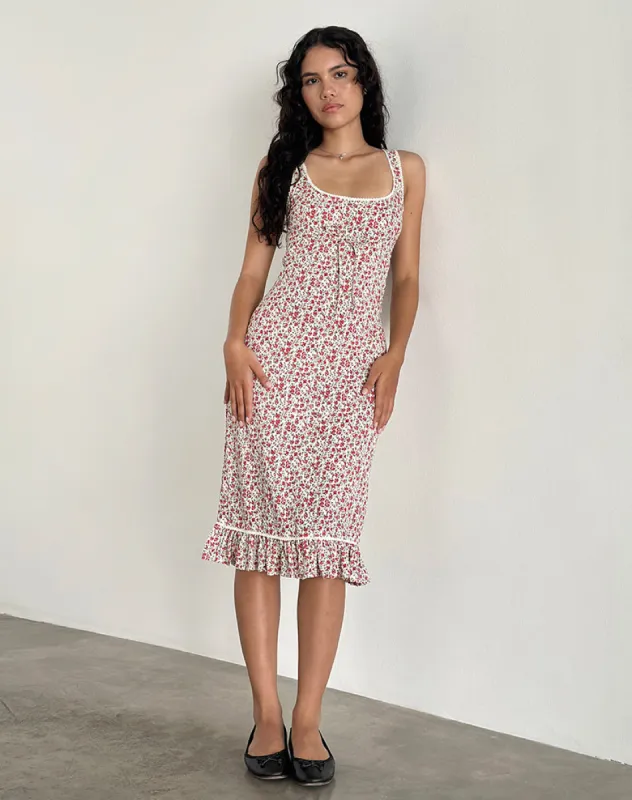 Bila Midi Dress in Pretty Ditsy sold by Motel Rocks