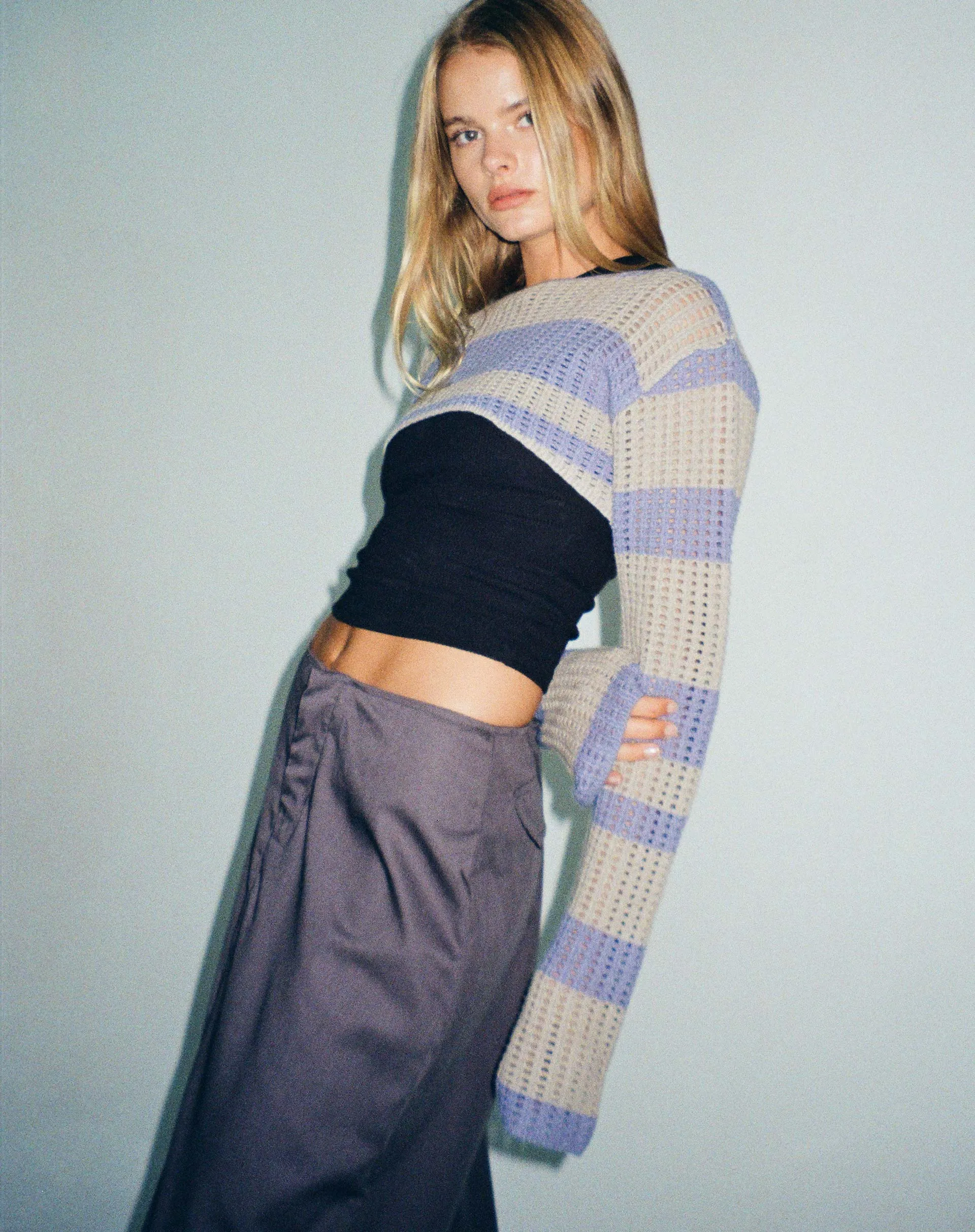 Ozzy Bolero Top in Grey Blue sold by Motel Rocks