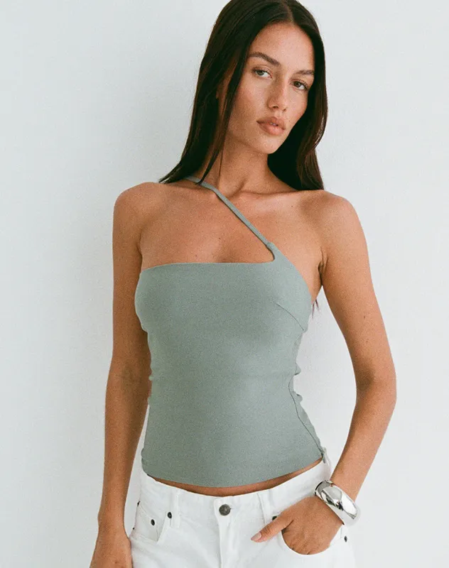 Kacya Asymmetric Top in Grey sold by Motel Rocks