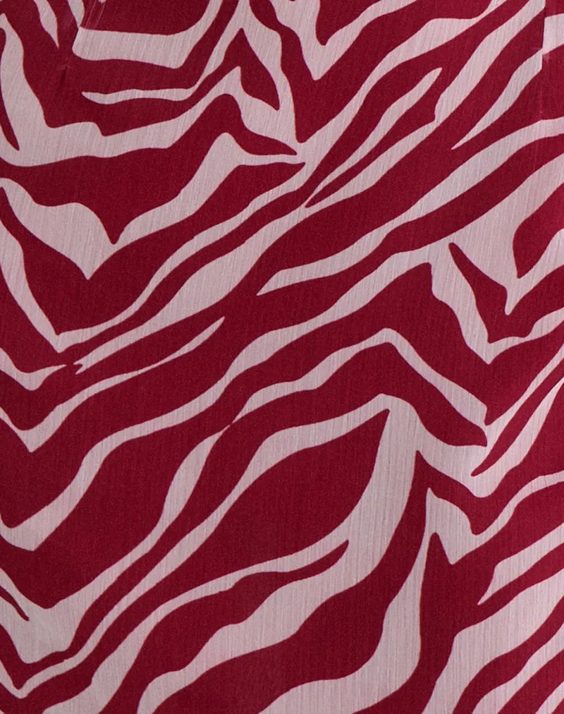 Beyza Halter Mini Dress in Zebra Print Red sold by Motel Rocks product image thumbnail 5