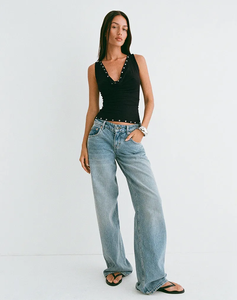 Slater Studded Top in Rayon Jersey Black sold by Motel Rocks product image thumbnail 3