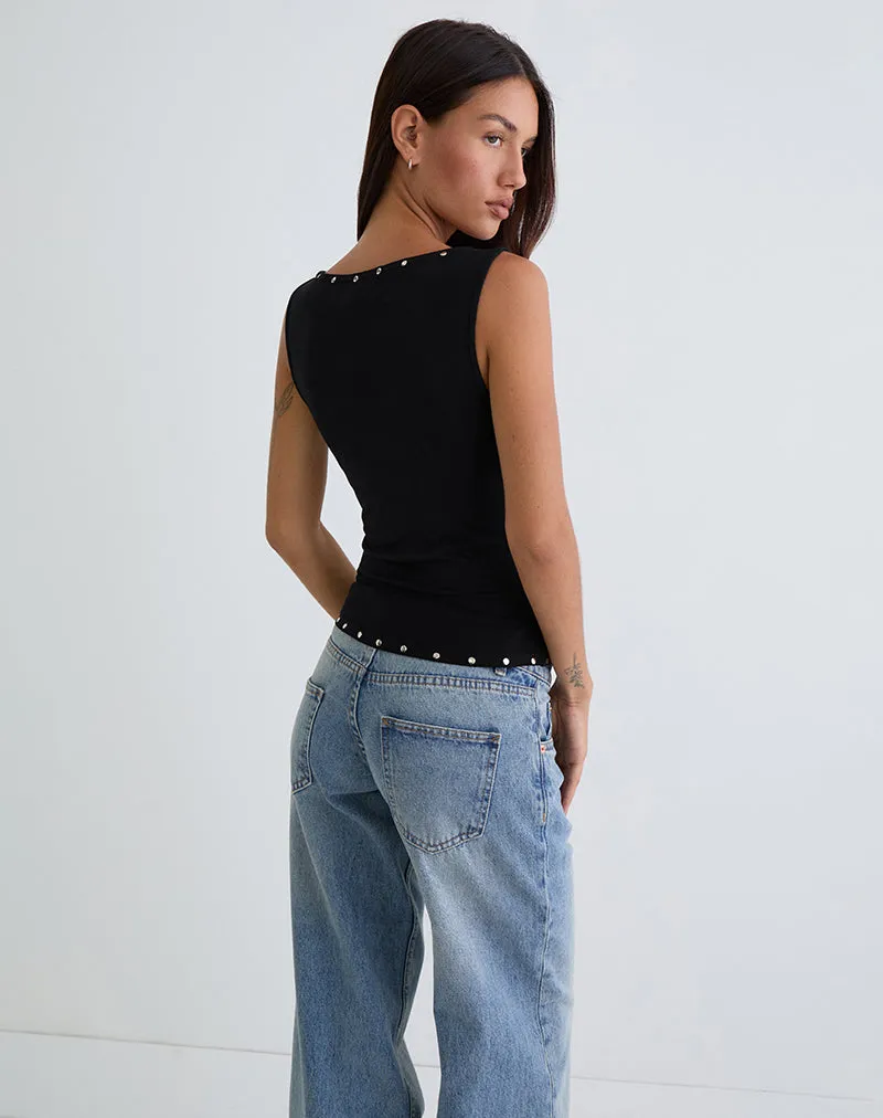Slater Studded Top in Rayon Jersey Black sold by Motel Rocks product image thumbnail 5