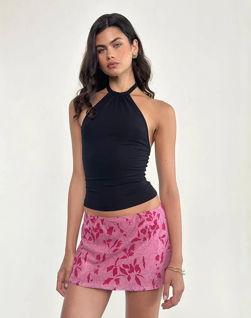 Osuya Mini Skirt in Stencil Flower Pink sold by Motel Rocks product image thumbnail 4