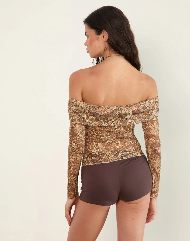Nanila Top in Cluster Floral Brown sold by Motel Rocks product image thumbnail 4