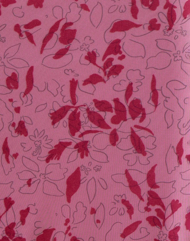 Alfreda Maxi Skirt in Stencil Flower Pink sold by Motel Rocks product image thumbnail 5