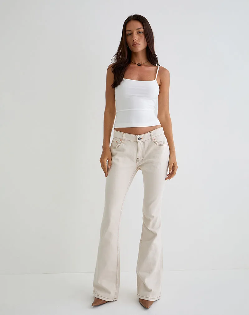 Rigid Low Rise Flare Jeans in Off White sold by Motel Rocks product image thumbnail 4