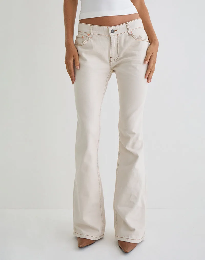 Rigid Low Rise Flare Jeans in Off White sold by Motel Rocks product image thumbnail 2