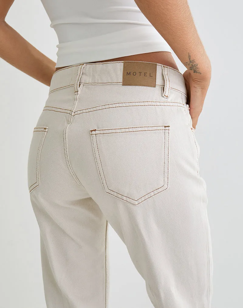 Rigid Low Rise Flare Jeans in Off White sold by Motel Rocks product image thumbnail 3