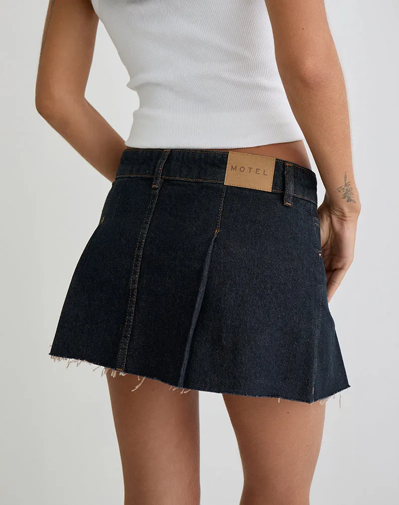 Raw Hem Dart Mini Skirt in Indigo sold by Motel Rocks product image thumbnail 3