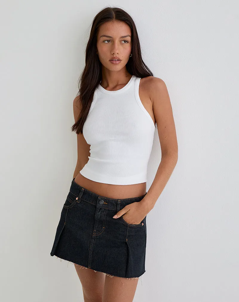 Raw Hem Dart Mini Skirt in Indigo sold by Motel Rocks product image thumbnail 2