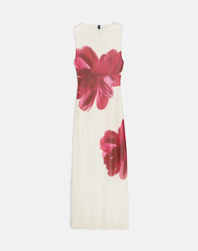 Fayola Printed Maxi Dress in Cream with Red Watercolour Flower sold by Motel Rocks