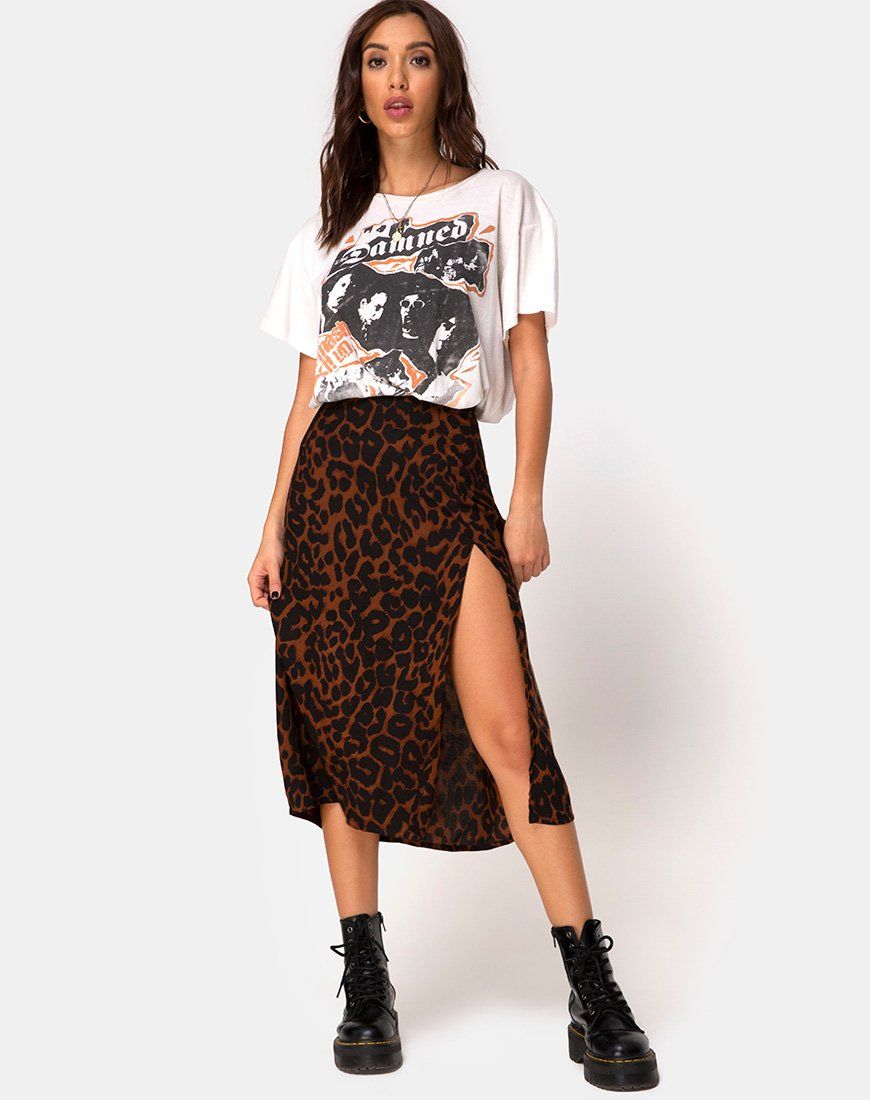 Saika Skirt in Oversize Jaguar Brown sold by Motel Rocks