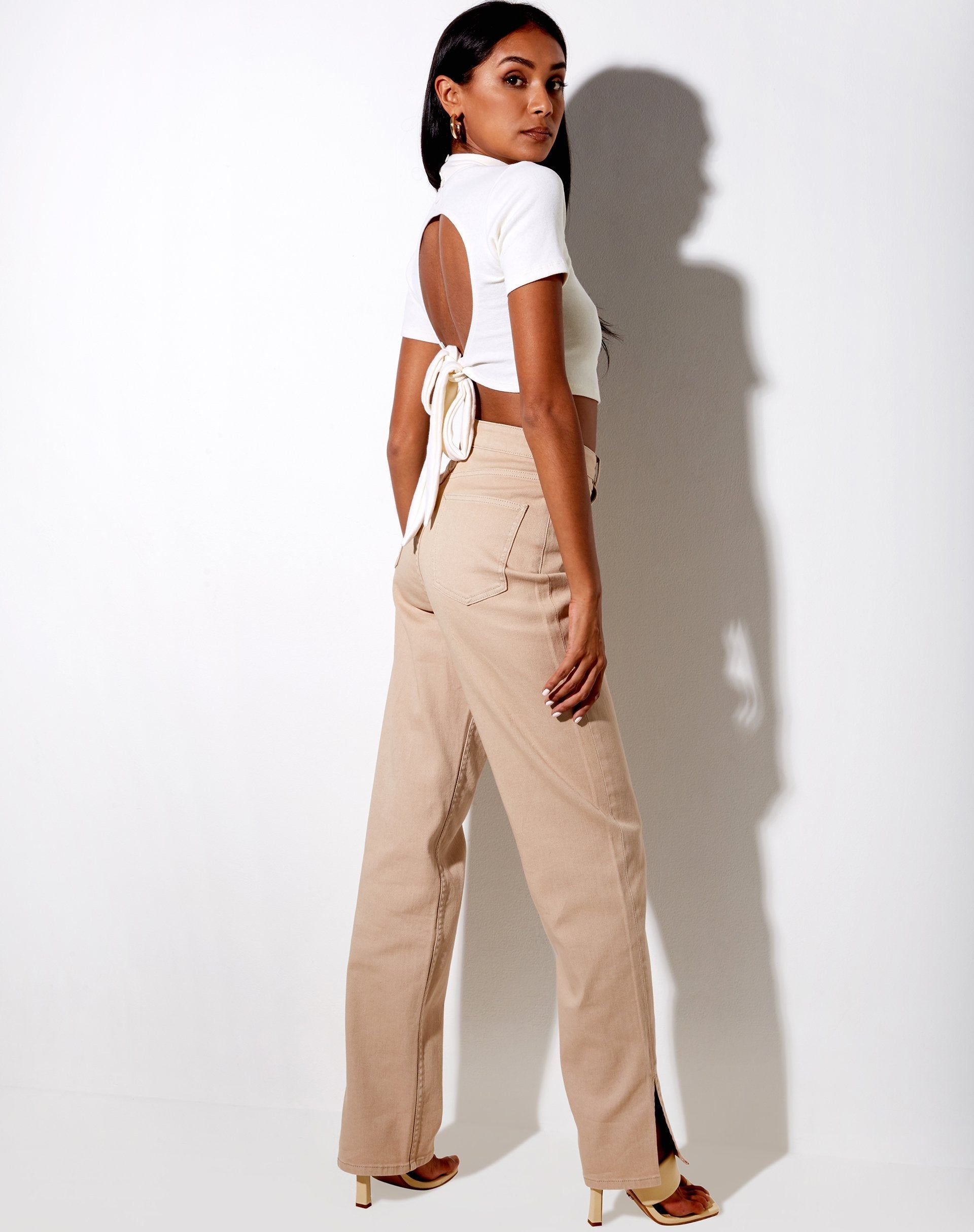 Que Crop Top in Rib Ivory sold by Motel Rocks product image thumbnail 4