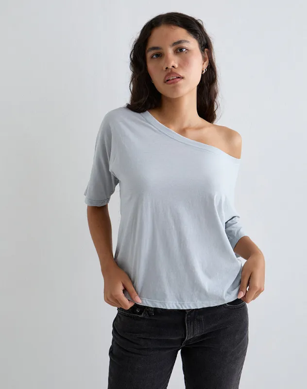 Daman Off-The-Shoulder Basic Top in Light Steel made by Motel Rocks