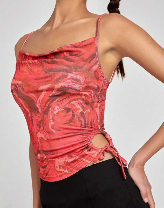 Pratiba Cami Top in Rose Petal Red sold by Motel Rocks