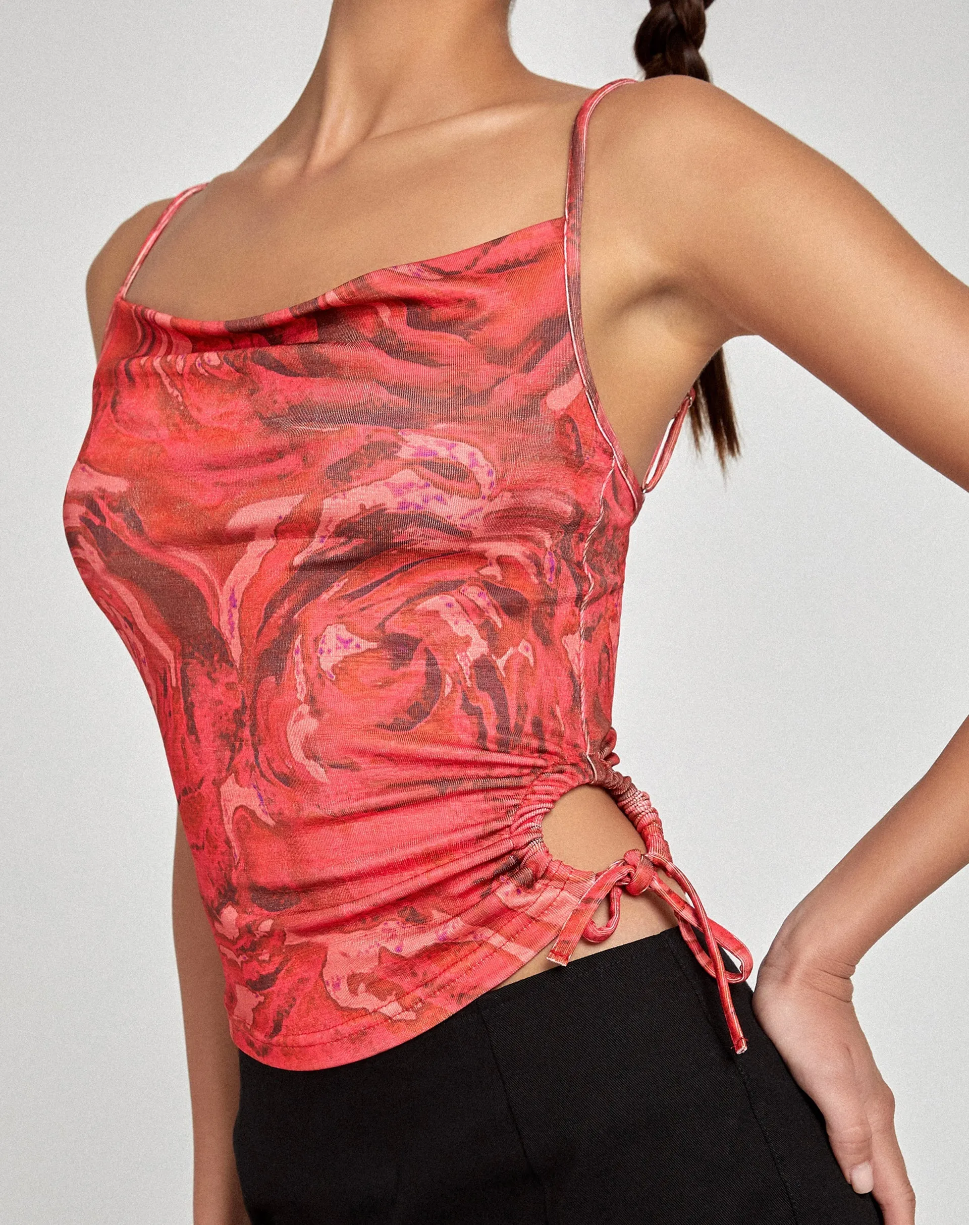 Pratiba Cami Top in Rose Petal Red sold by Motel Rocks