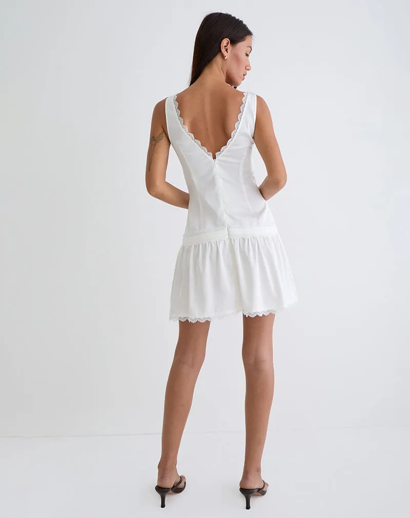 Nesha Ruffle Satin Mini Dress in White sold by Motel Rocks product image thumbnail 3