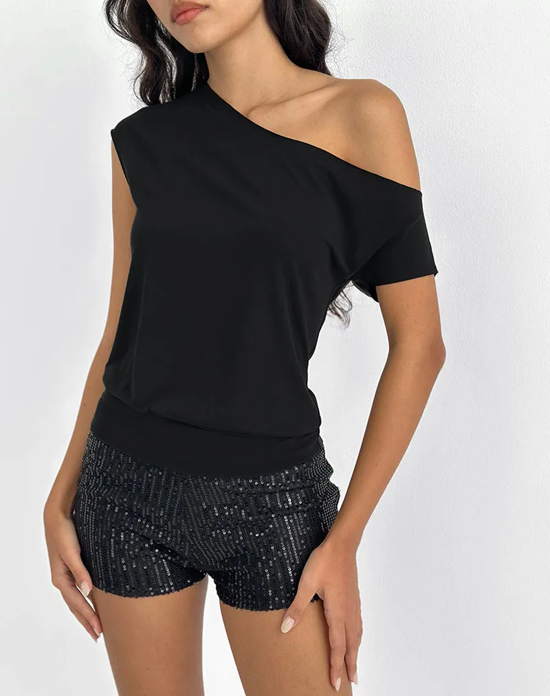 Elysian Asymmetric Top in Cupro Black sold by Motel Rocks product image thumbnail 3
