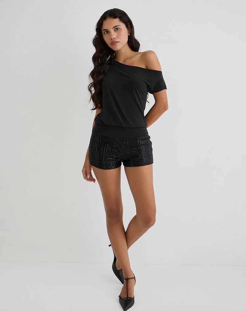 Elysian Asymmetric Top in Cupro Black sold by Motel Rocks product image thumbnail 2