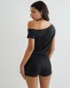Elysian Asymmetric Top in Cupro Black sold by Motel Rocks