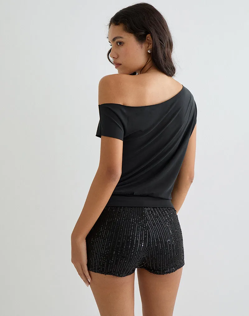 Elysian Asymmetric Top in Cupro Black sold by Motel Rocks product image thumbnail 4