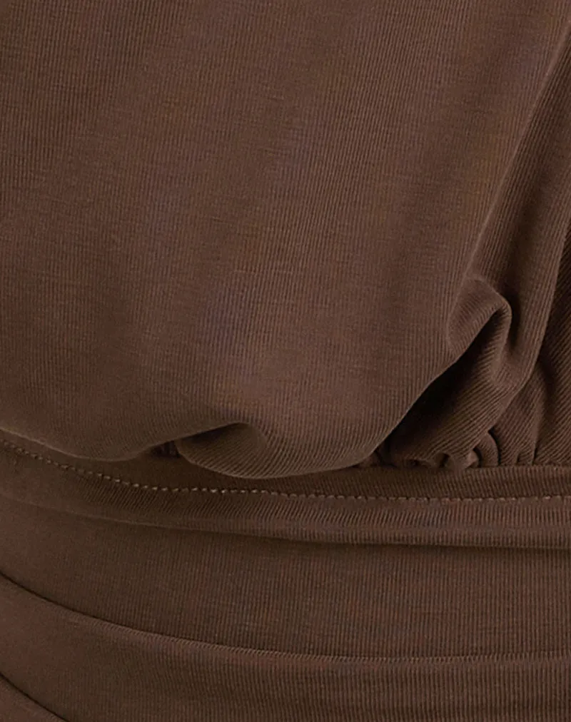 Karise Plunge Top in Cupro Bitter Chocolate sold by Motel Rocks product image thumbnail 5