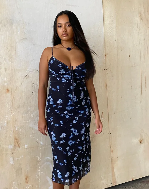 Coya Maxi Dress in Mesh Navy Diffused Floral sold by Motel Rocks