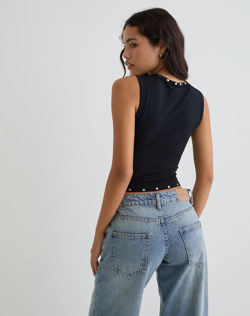 Yetta Double Studded Vest Top in Black sold by Motel Rocks product image thumbnail 5