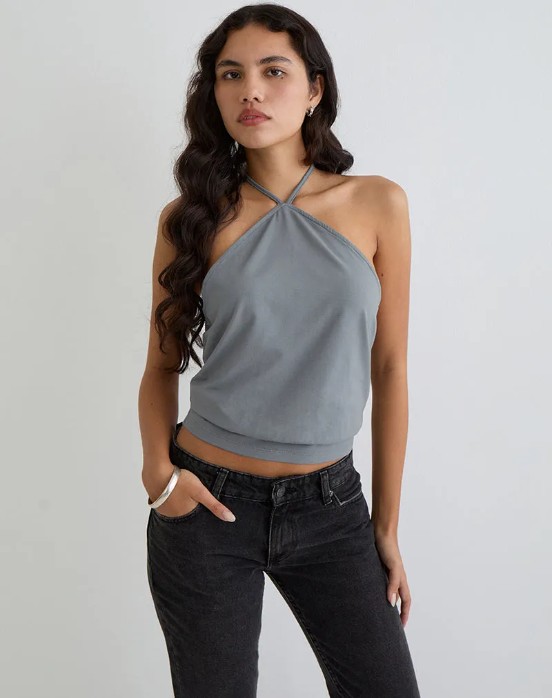 Dyilla Arrow Neck Top in Grey sold by Motel Rocks