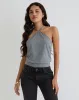 Dyilla Arrow Neck Top in Grey sold by Motel Rocks