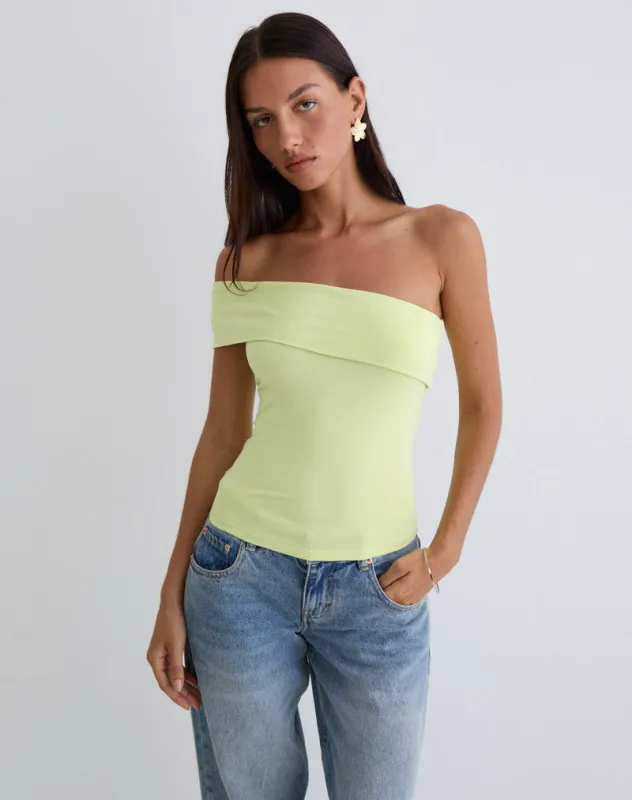 Marga One Shoulder Top in Pistachio sold by Motel Rocks