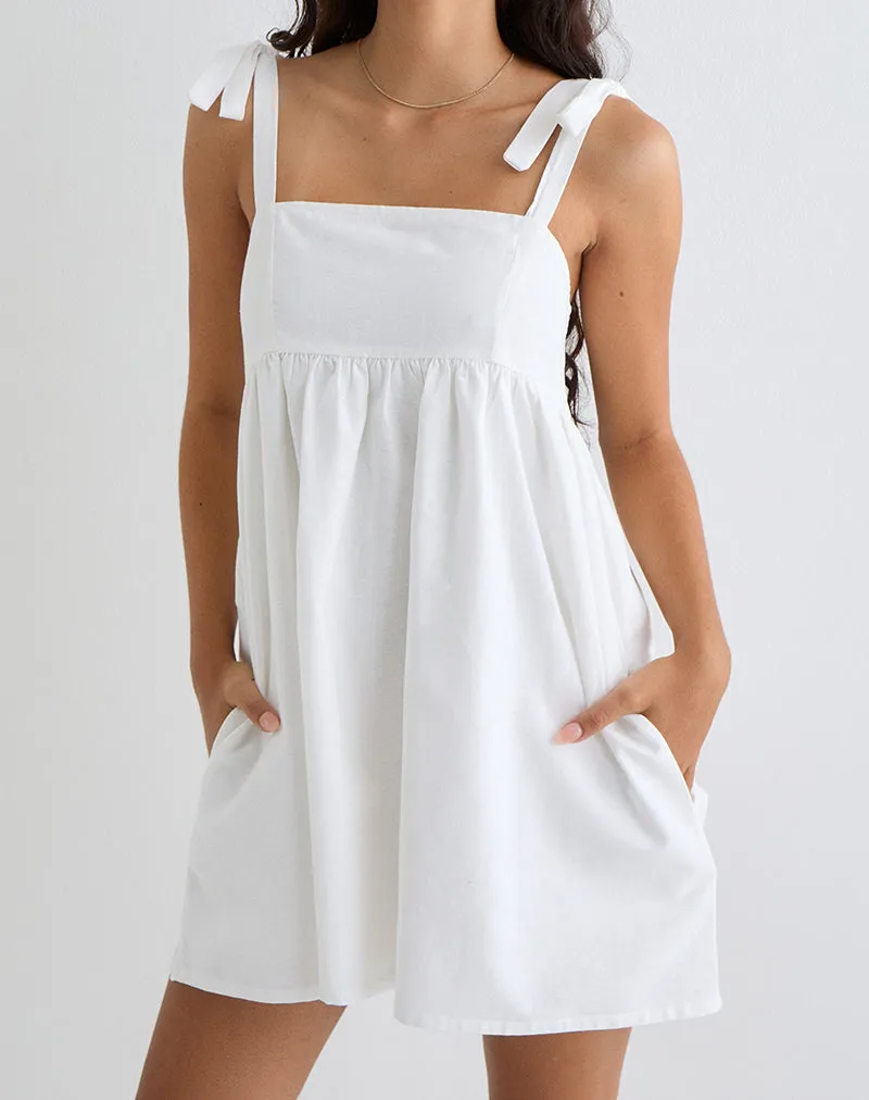 Kayla Square Neck Mini Dress in Linen Ivory sold by Motel Rocks product image thumbnail 2