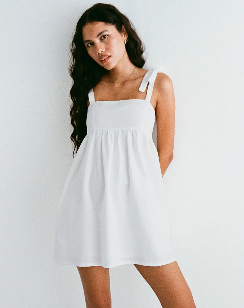 Kayla Square Neck Mini Dress in Linen Ivory sold by Motel Rocks product image thumbnail 4