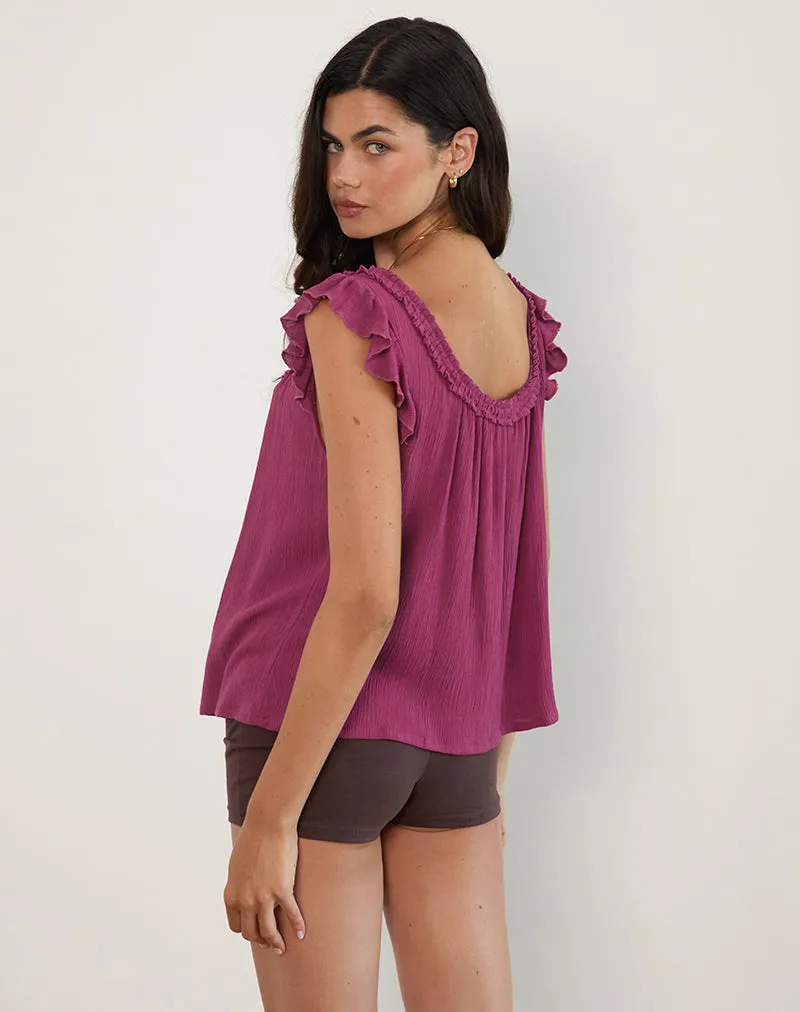 Merisso Scoop Neck Keyhole Top Daco in Rose Burgundy sold by Motel Rocks product image thumbnail 4