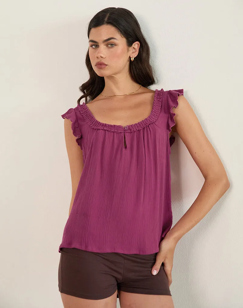 Merisso Scoop Neck Keyhole Top Daco in Rose Burgundy sold by Motel Rocks product image thumbnail 2