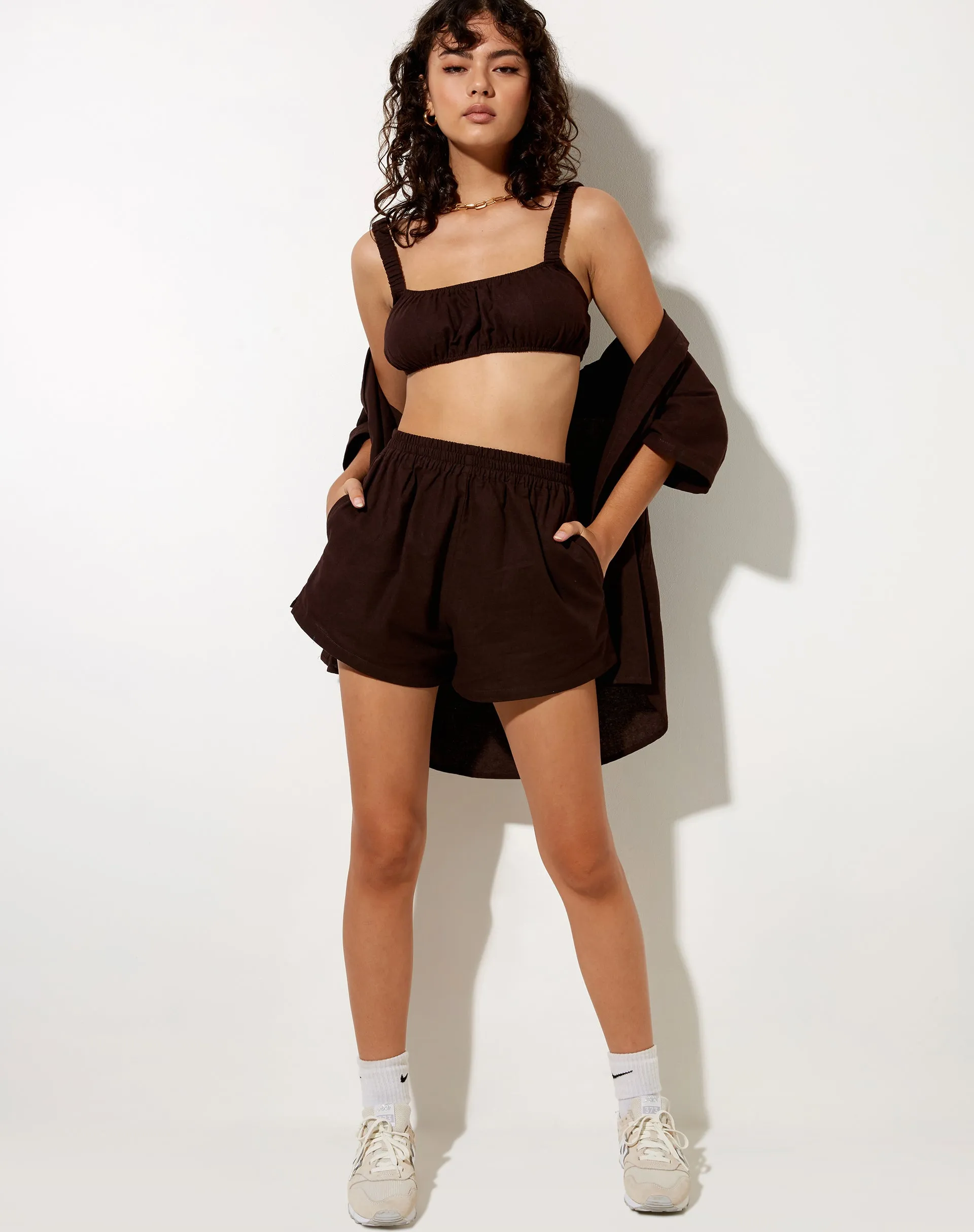 Kasie Crop Top in Rami Bitter Chocolate sold by Motel Rocks product image thumbnail 3