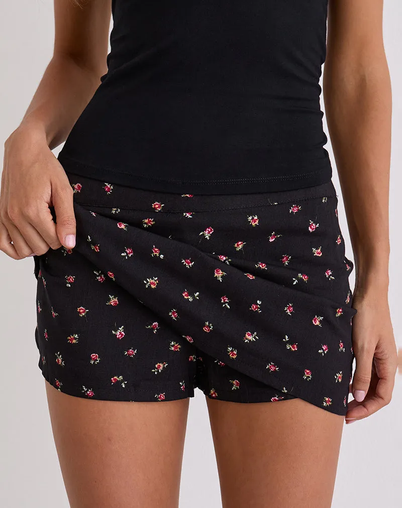 Haruto Skort in Ditsy Rose Garden Black sold by Motel Rocks product image thumbnail 4