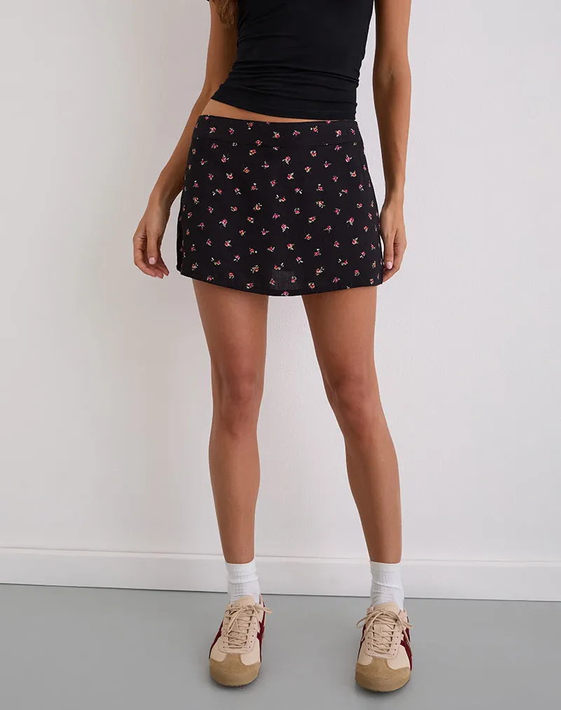 Haruto Skort in Ditsy Rose Garden Black sold by Motel Rocks product image thumbnail 3