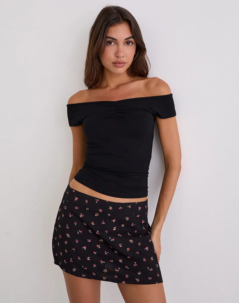 Haruto Skort in Ditsy Rose Garden Black sold by Motel Rocks product image thumbnail 2