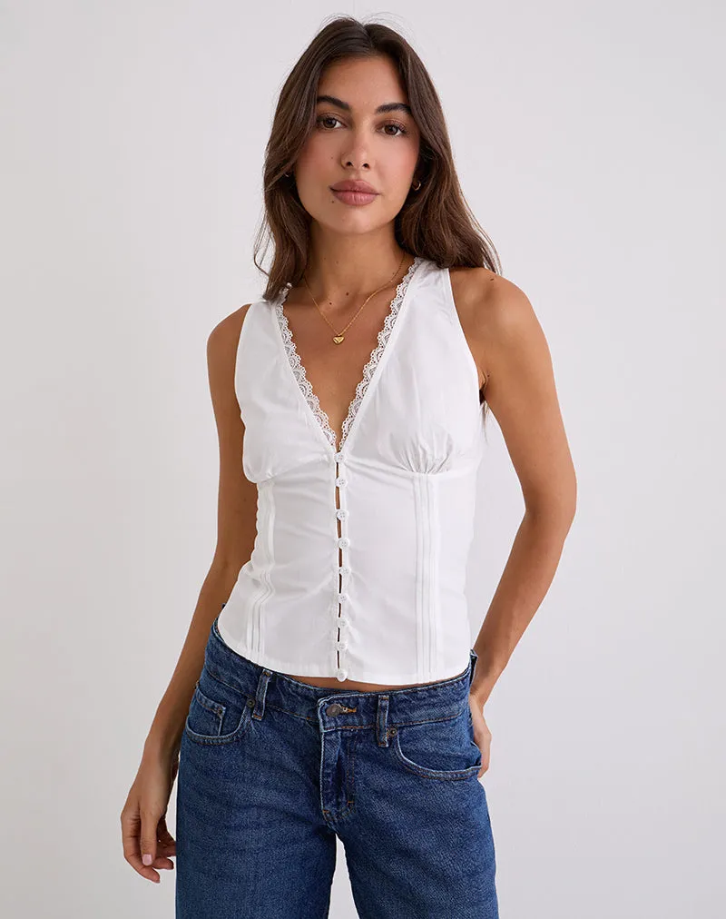 Lasily V Neck Corset Top in White sold by Motel Rocks product image thumbnail 5