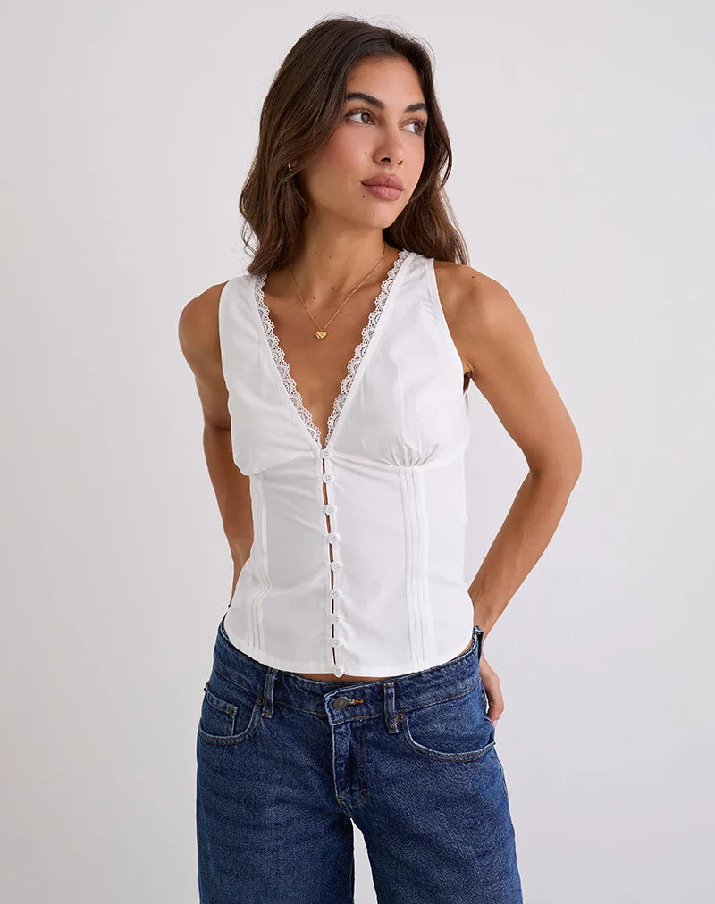 Lasily V Neck Corset Top in White sold by Motel Rocks product image thumbnail 2