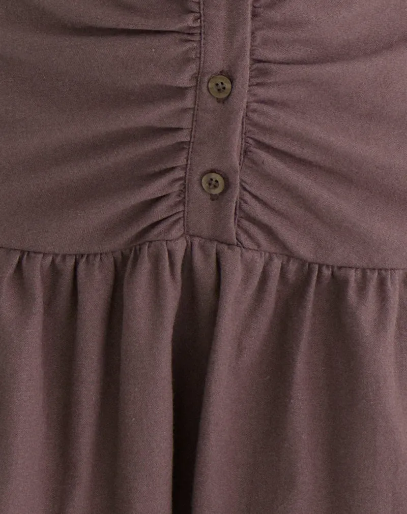 Yuha Buttoned Mini Dress in Deep Taupe sold by Motel Rocks product image thumbnail 5