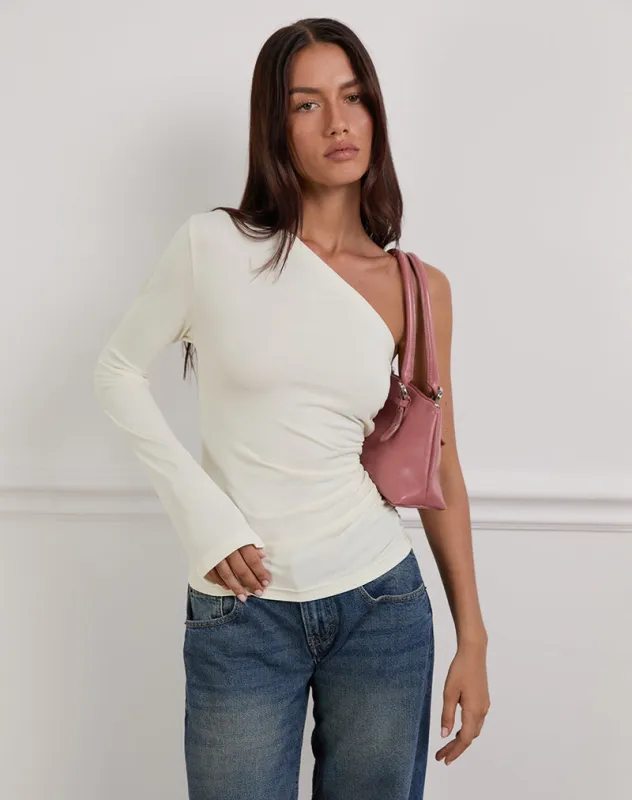 Lasya Long Sleeve Top in Off White sold by Motel Rocks
