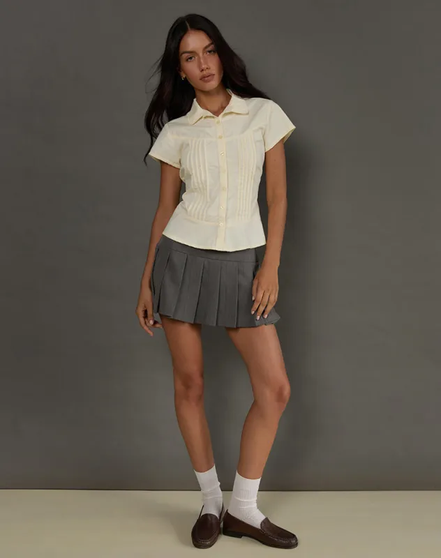 Wilmot Blouse in Buttermilk Yellow Poplin sold by Motel Rocks