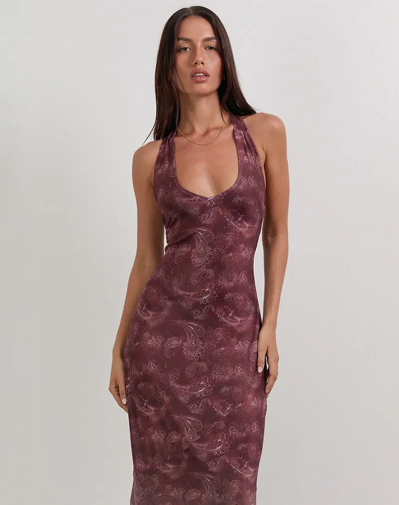 Datari Maxi Dress in Mesh Tonal Paisley Plum sold by Motel Rocks product image thumbnail 2