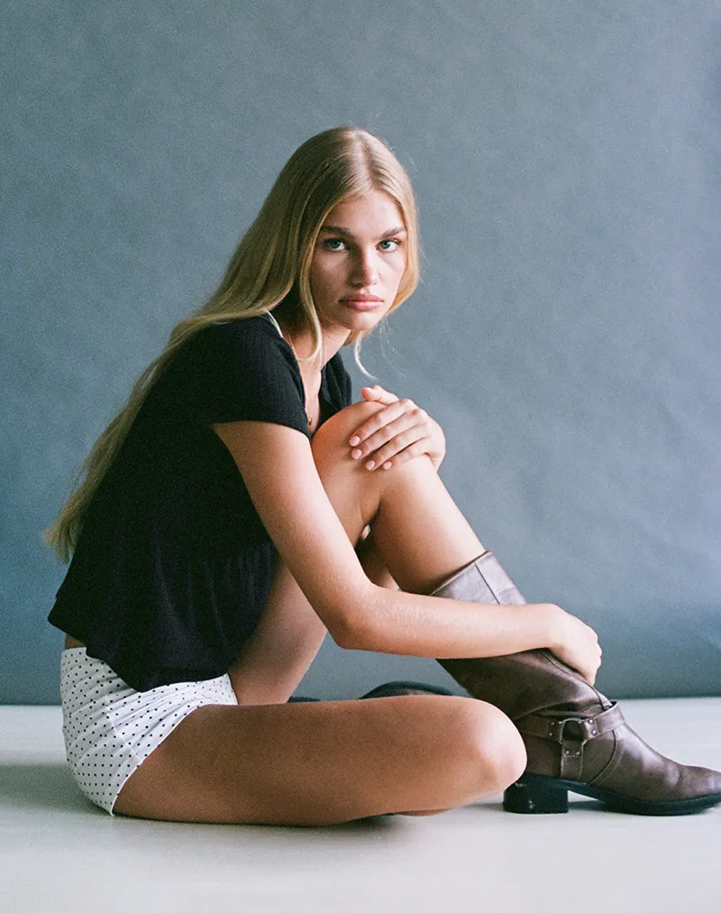 Monia Plunge Top in Pointelle Black sold by Motel Rocks product image thumbnail 3