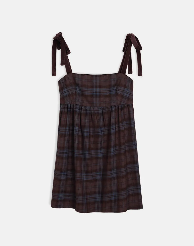Mikayla Mini Dress in Burgundy and Blue Check sold by Motel Rocks product image thumbnail 4