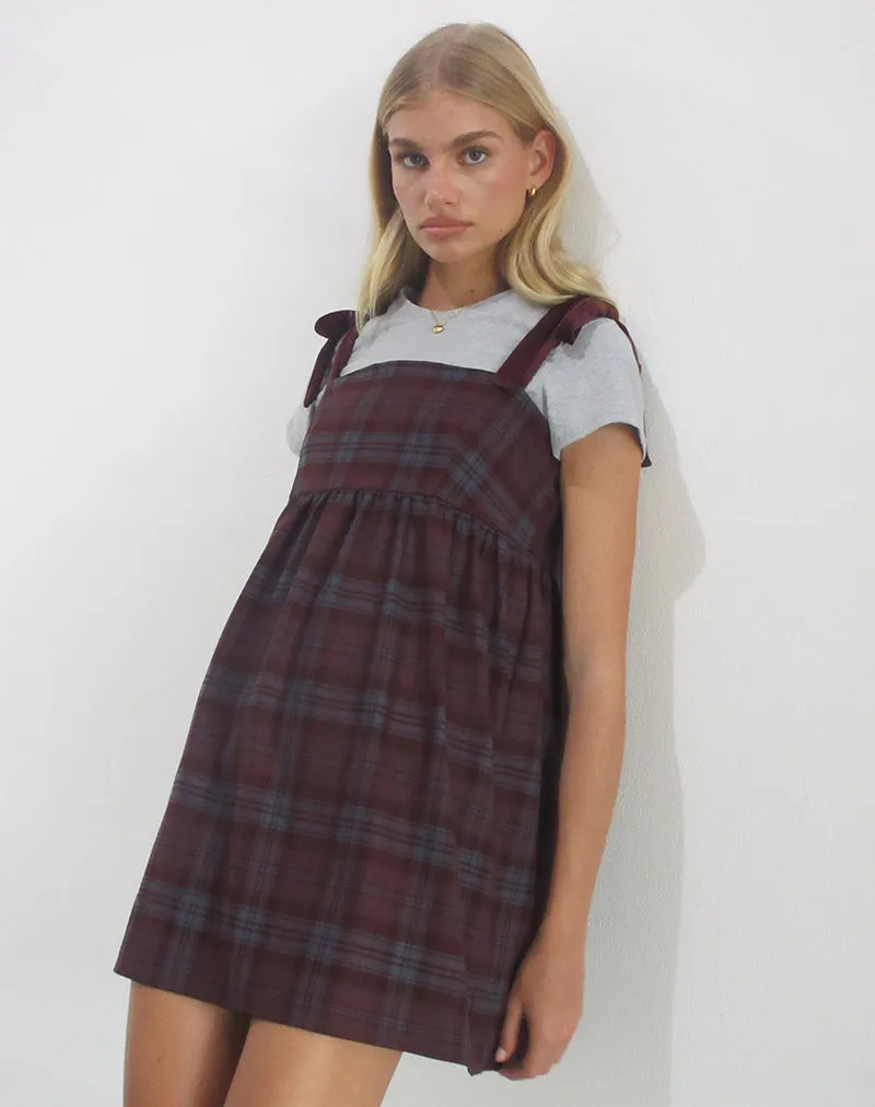 Mikayla Mini Dress in Burgundy and Blue Check sold by Motel Rocks product image thumbnail 3